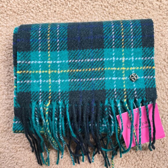 NWT Kate Spade 100% Wool Greenhouse Plaid Scarf - Picture 3 of 8
